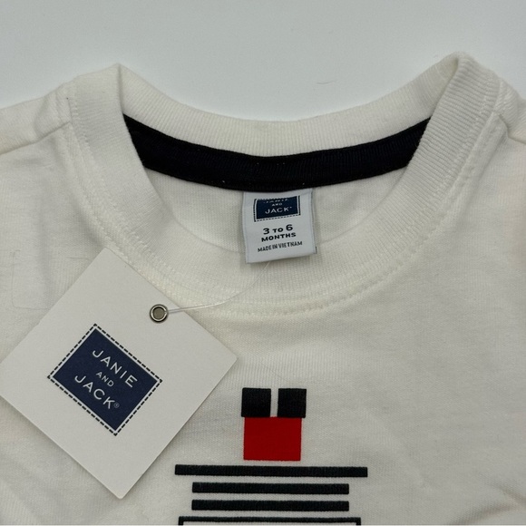 NWT Janie and Jack Set Sail Nautical T-Shirt 3-6 months White 100% Cotton - Picture 3 of 9